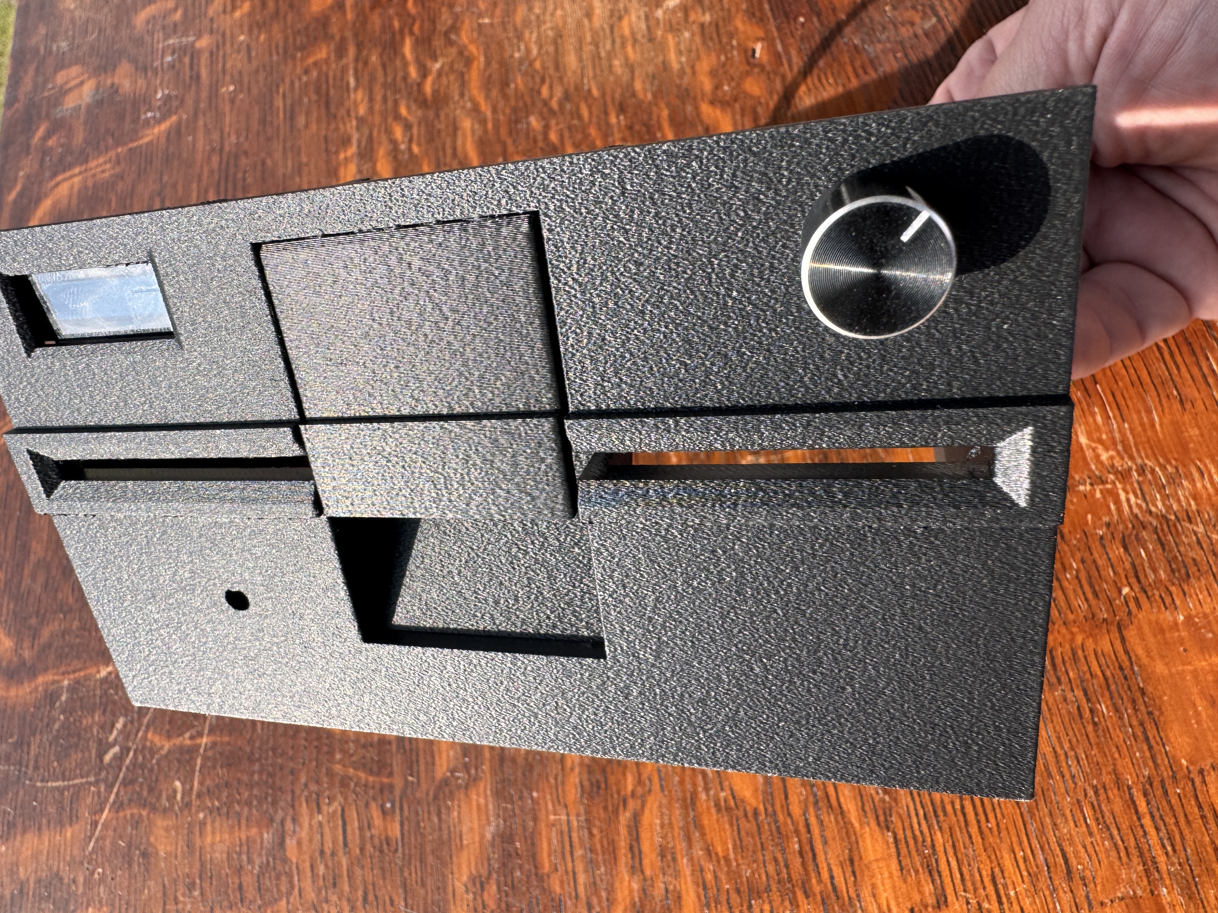 Finished textured bezel close-up for the Compaq Portable