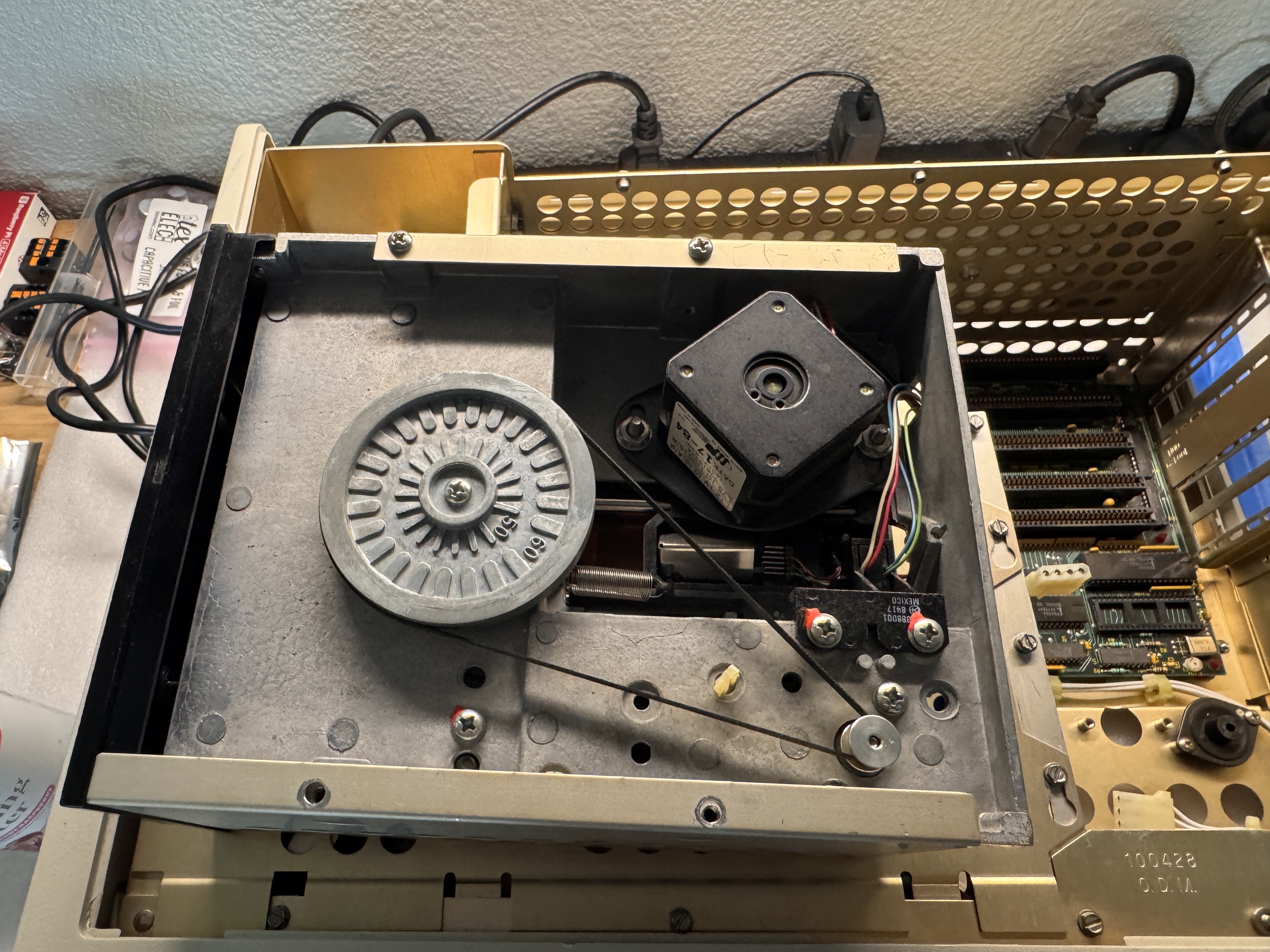 Original drive mechanism removed from the Compaq Portable