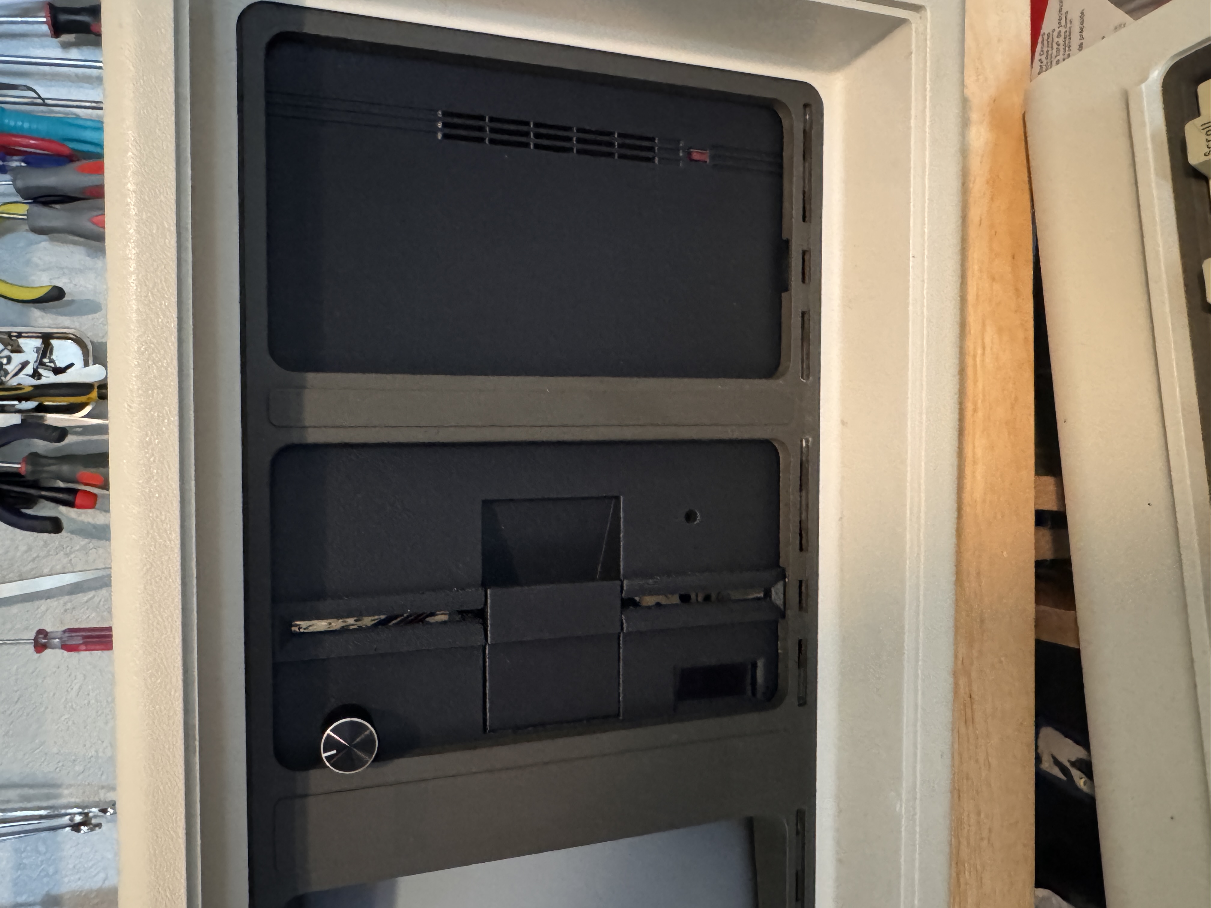 Restored Compaq Portable with completed drive panel installed